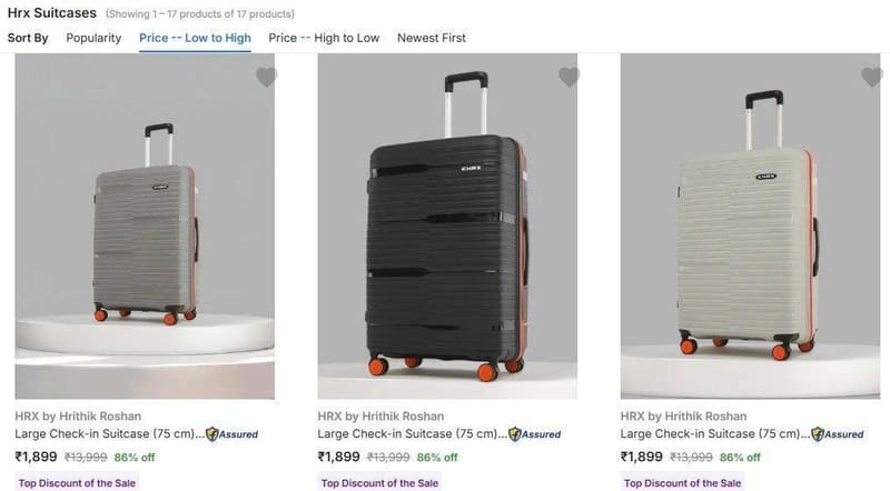 Flipkart | Upto 86% Off On HRX Luggage.