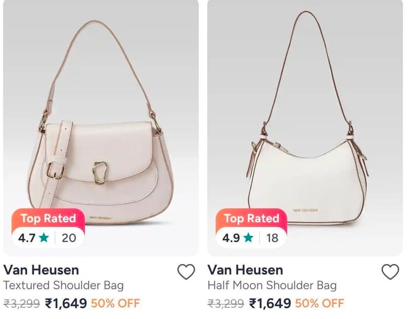 Myntra Loot : Allen Solly and Van Heusen Handbags  at Min 50% Off