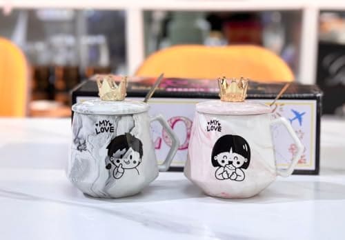 🛒 Vasukie Panda Coffee Mug with Lid & Glass Spoon, Mugs for Coffee, Rakhi for Brother, Birthday Gift, Ceramic Mug, 3D Panda Coffee Mug (420ml – Panda White) (Couple Mug)