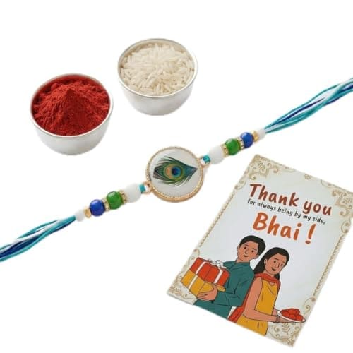 Rakhi for Brother with Kumkum & Chawal | Premium Religious D...