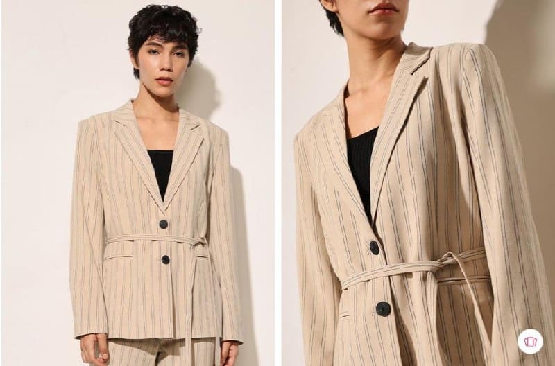 🔥 ONLY Striped Tailored Fit Single-Breasted Blazer ✨🧥