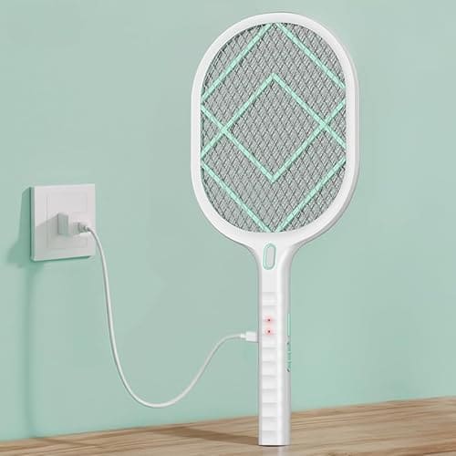 🛒 Halohop Mosquito Killer Racket, Rechargeable Electric Mosquito Bat with Type C, 1200mAh Long-Lasting Battery, Mosquito Racket with with Torch Light, 30% Bigger Electric Fly Swatter 6 Month Warranty