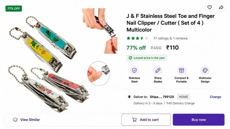 🔥 Set of 4 Nail Cutter @ ₹110