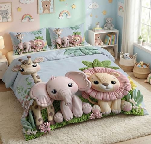 BSB HOME 7D Digital Printed Kids Double Bedsheet, Cloud Cott...