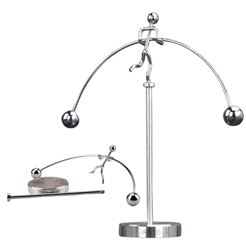 🛒 FRYIO Adult Stainless Steel Balancing Toy | Engular Momentum Silver Pole Balancing Man | Stress Relief Motion Toy (Pole Balancing)