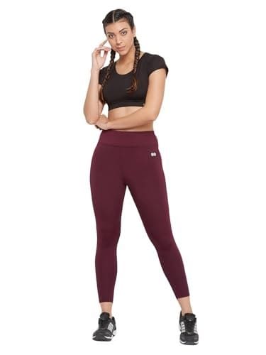 Clovia Women's Slim Fit Mid Rise Polyester Slim Activewear S...