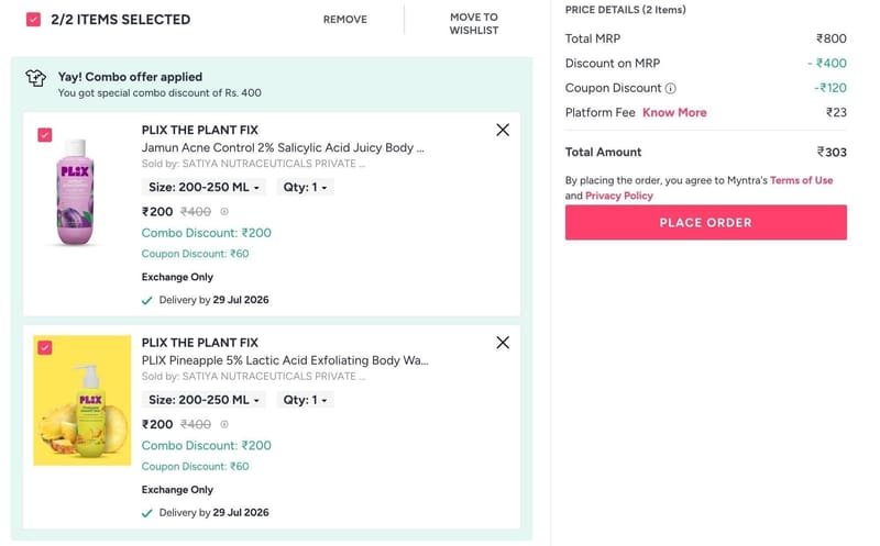 Myntra Loot : Buy 1 Get 1 Free On PLIX Beauty + Extra 25% Off.