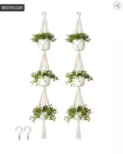 🔥 HOMESAKE Set of 2 Twisted Macrame Plant Hangers