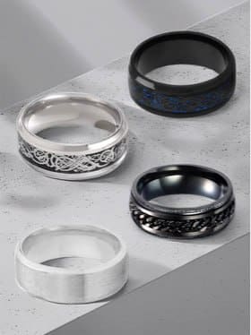 🔥 Yellow Chimes Men Set Of 4 Finger Rings