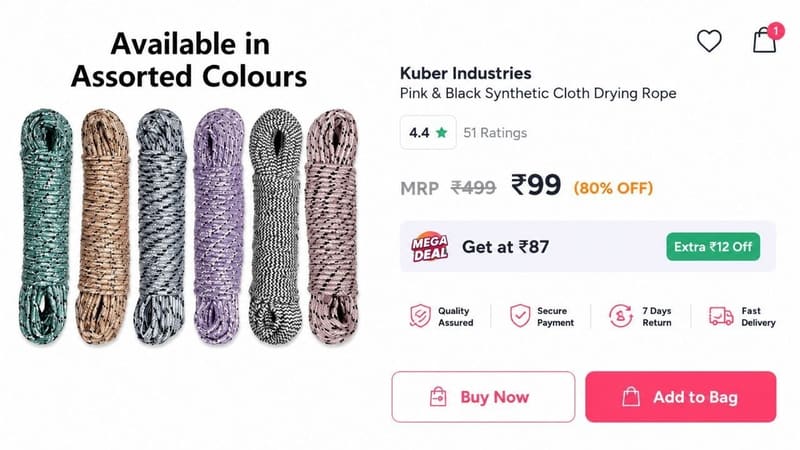 🔥 Clothing Drying Rope @ ₹99