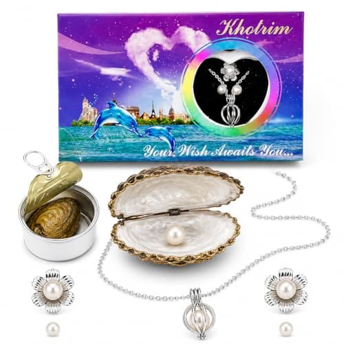 🛒 Khotrim Love Wish Pearl Kit with Necklace & Earrings | DIY Pearl Pendant Making Set | Romantic Gift for Girlfriend, Wife, Women | Birthday, Anniversary & Valentine's Day Gift