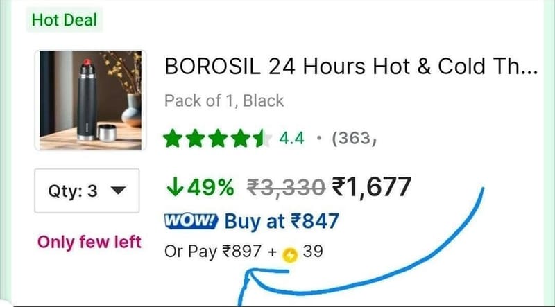 Loot : Insulated 24 hour hot cold bottle 3 Qty @  900