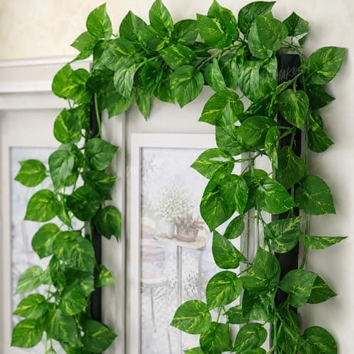 🛒 Divyakosh Artificial Hanging Money Plant Creepers for Home Decor, 8 Silk Vines 6 FT, 240 Leaves, Hanging Plant, Decorative Leaves, Money Plant Artificial for Wall Door Balcony