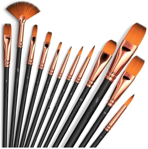🛒 Eclet Set of 12 Professional Artist Paint Brush for Kids, Adults Fabulous for Canvas, Watercolor & Fabric - for Beginners and Professionals - Great for Water, Oil or Acrylic Painting