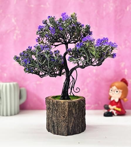 🛒 Dekorly Small Artificial Bonsai Tree Fake Plant Potted House Plants Japanese Pine Bonsai Plant Faux Bonsai for Home Indoor Decoration Office (Wooden Potted Plants, Design-D)