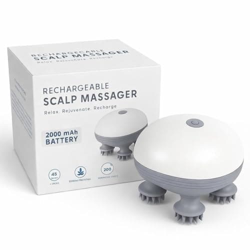 🛒 Electric Scalp Massager | Rechargeable Head Massager for Scalp & Hair Growth | 96 Silicone Kneading Nodes for Stress Relief & Deep Cleaning | Waterproof Body Massage Machine | 4D Deep Kneading Massage Brush for Scalp |Body & Neck – Portable Hair Care Device