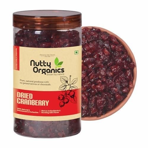 🛒 NUTTY ORGANICS Cranberry 500 GM | Dry Fruit & Berries | High in Nutrients & Antioxidants | Healthy & Nutritious Snack | Perfect for Salads & Baking