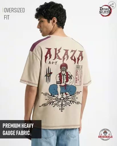 🔥 BUDA ORIGINALS Demon Slayer Men's Oversized Graphic T-Shirt