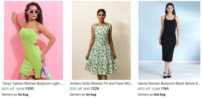 🔥  Noodle Strap Dresses from ₹184