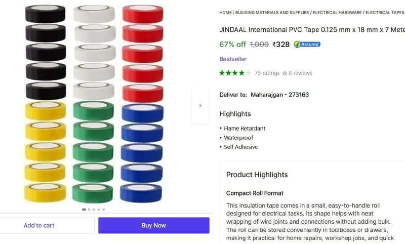 🔥  PVC Electrical Insulation Tape, 30 Pcs @ ₹328