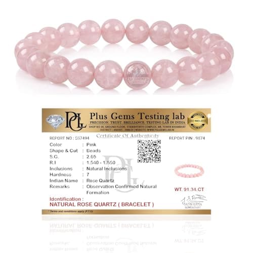 🛒 Natural Rose Quartz Bracelet for Men & Women - 8mm Lab Certified Authentic Healing Crystal Beads - The Love Stone for Heart Chakra, Emotional Healing, Compassion & Peace - Real Pink Gemstone Jewelry