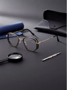 🔥 YOUTH CLUB Unisex Clear Lens & Gold-Toned Aviator Sunglasses