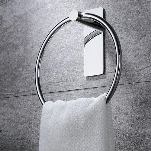 🛒 iSTAR Stainless Steel Self Adhesive Round Towel Ring | No Drilling Wall Mounted Bathroom Accessories | Durable Napkin Hand Towel Holder for Kitchen, Wash Basin, Home and Hotels
