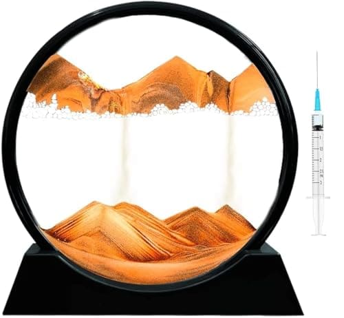 🛒 MAHNTMART Moving Sand Art Picture Glass Liquid Painting 3D Natural Landscape showpieces for Home Decor Antique Gifts for Kids Office Desktop Decoration Desk Table Decorative Items (Desert)