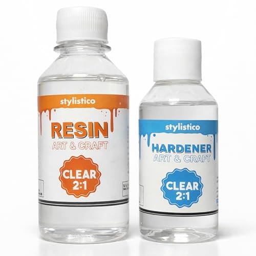 🛒 Stylistico Resin and hardener Pack liquid Crystal Clear art Epoxy art kit DIY for beginners set material hardner Rasin rejin 2:1 ratio (300 GM)