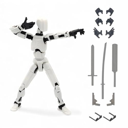 🛒 qwik3D Dummy13 Fully Articulated Action Figure | 3D Printed Robot Assembly Kit | 5.4 Inch Tall Poseable Toy | Dynamic Poses | DIY Collectible Model | Made in India (White Armour)