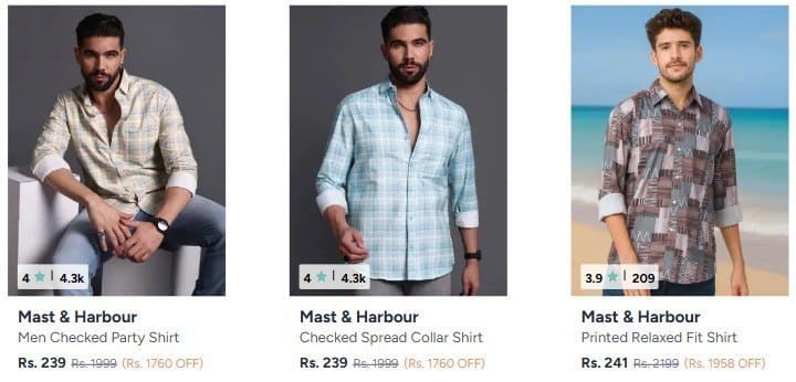 🔥Myntra Loot : Men's Casual Shirt Starts Rs.179