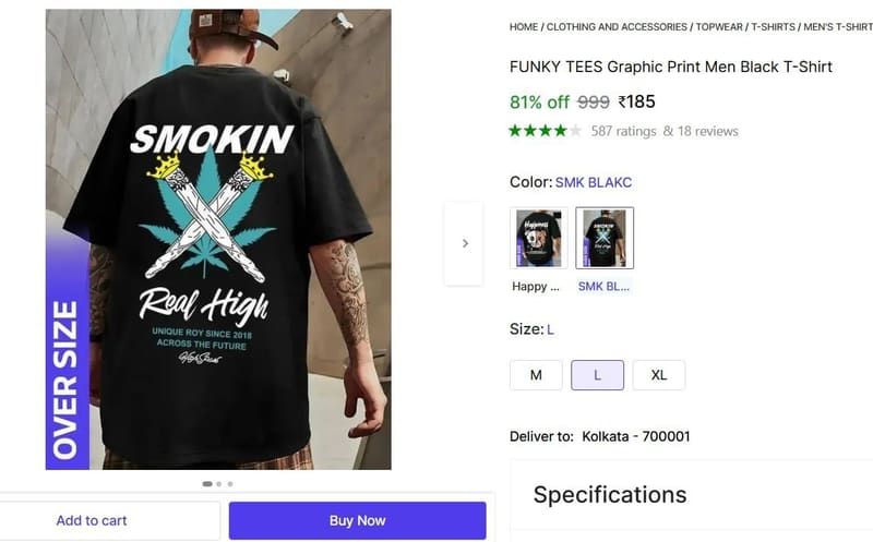 🔥  Graphic Print Men Black T-Shirt @ ₹185