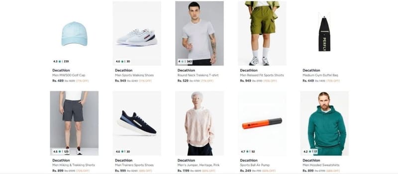 Myntra : Upto 78% on Decathlon Clothing