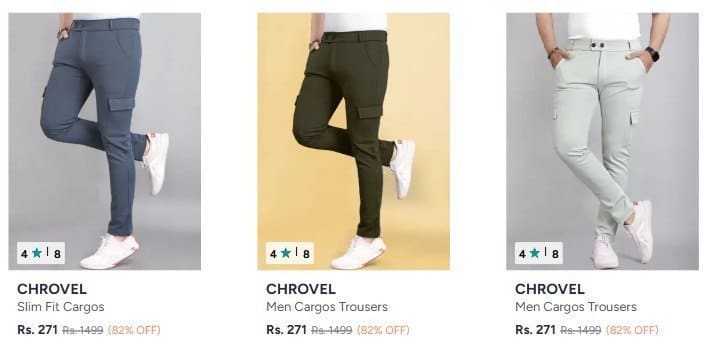 Myntra : Branded Cargo Trousers Starts @271