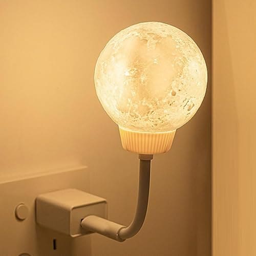 🛒 FLYNGO Plastic USB Night Light for Bedroom, Moon Night Lamp for Kids, Children, Living Room (Moon), Led, White