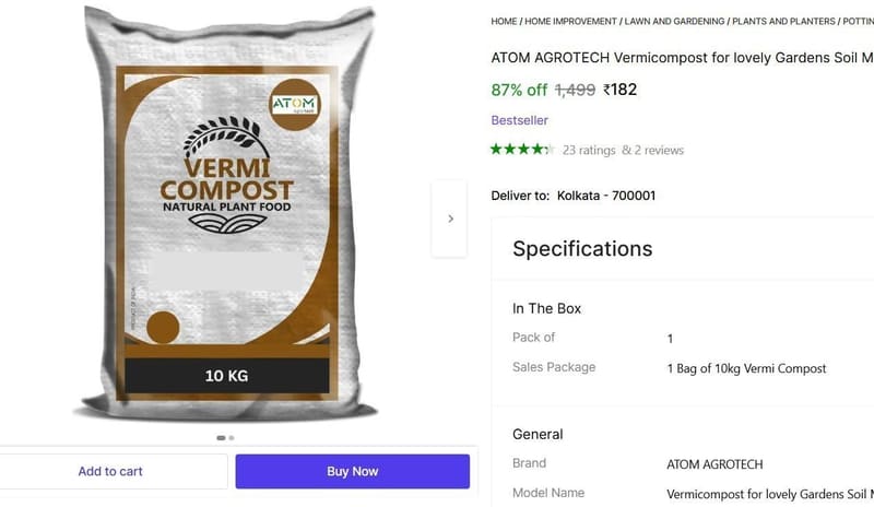 🔥  10kg Vermi Compost @ ₹182