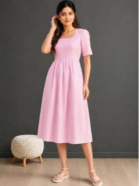 🔥 IndoVastra Striped A-Line Midi Dress 👗✨