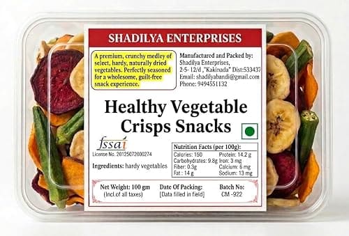 🛒 Vegetable Crisps Snacks Healthy, Dried Vegetable Chips, Naturally Dried, 100 gm