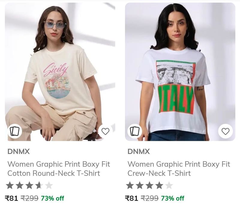 AJIO : T-shirts Start @ 80.