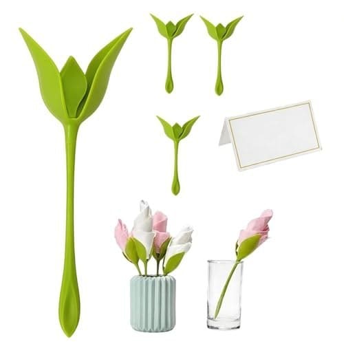 Green Flower Napkin Holders Set of 4 for Dining Table, Rose ...