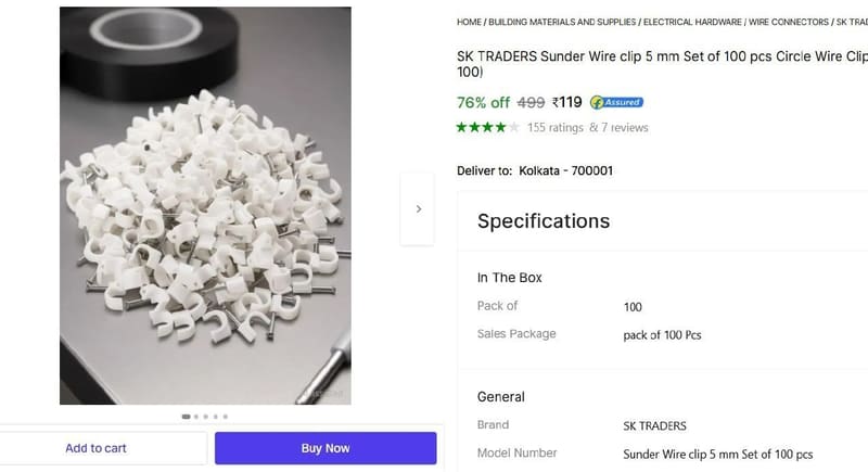 🔥  Set of 100 Pcs Circle Wire Clips @ ₹119