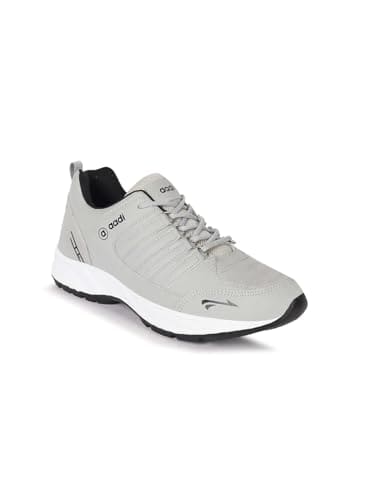 🛒 AADI Men's Grey Lightweight Synthetic Leather Running, Walking & Gym Casual Sports Shoes, 9 UK