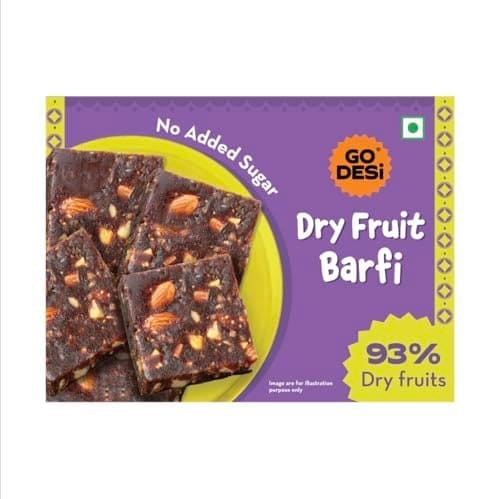 GO DESi Dates Dry Fruit Barfi - 200 grams | 93% Dry Fruits |...