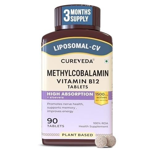 Cureveda Liposomal Vitamin B12 1500 mcg Tablets, 90 Count | ...