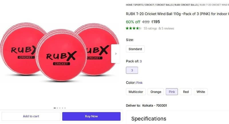🔥  Cricket Wind Ball 110g –Pack of 3 @ ₹195