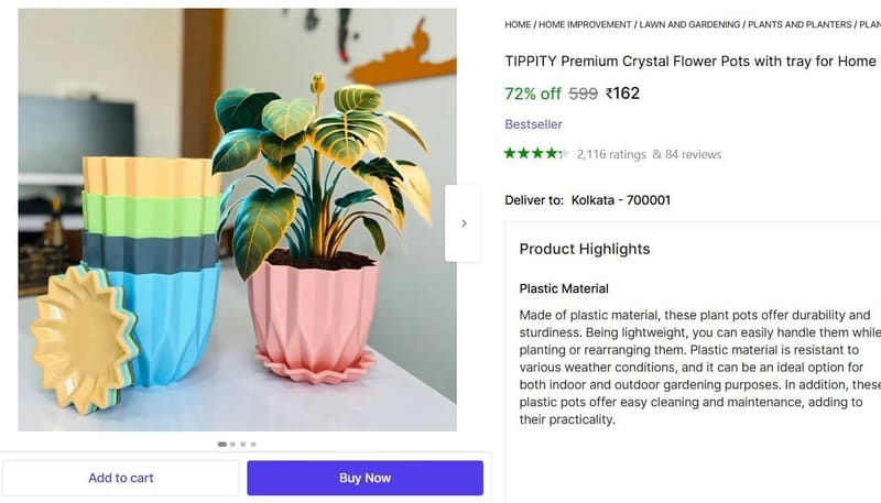 🔥  Windows Plant Container Set (Pack of 5, Plastic) @ ₹162