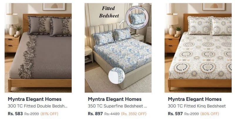 Myntra | Frilled Bedsheet at min 60% + additional coupon
