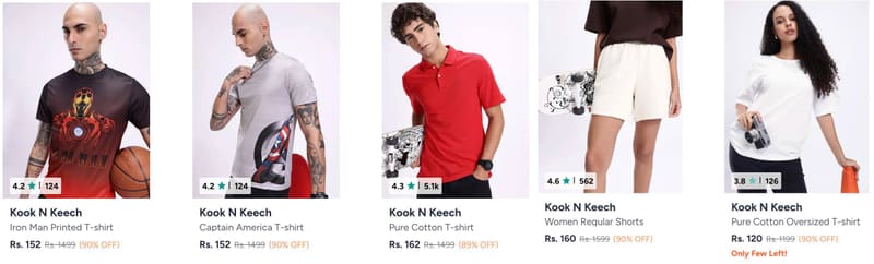 Myntra Loot : Upto 90% Off On Kook N Keech Clothing.