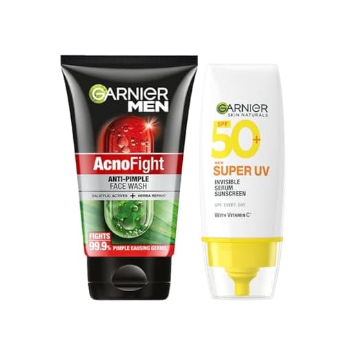 GARNIER Men Acno Fight Anti Pimple Face Wash 100g + Super UV...