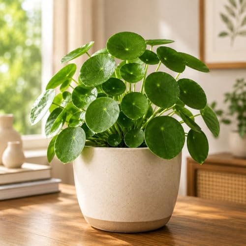 🛒 Live Chinese Money Plant (Pilea Peperomioides) Indoor Lucky Plant in Pot | Round Coin-Shaped Leaves | Air Purifying & Low Maintenance Decorative Plant for Home, Office & Balcony